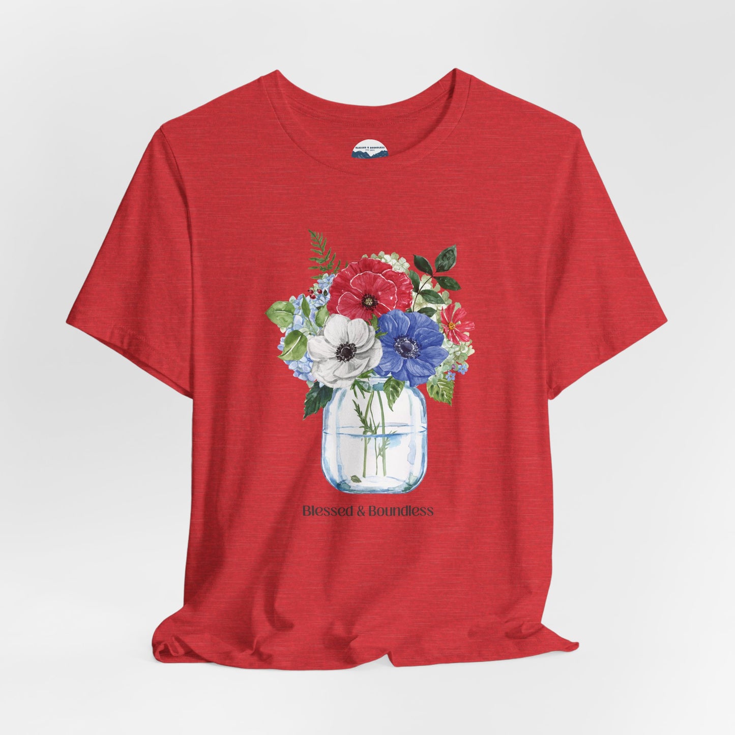Red, White, Blue Flowers
